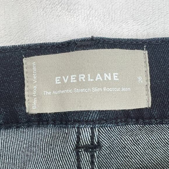 Everlane Womens Size 26 Authentic Stretch Slim Bootcut Denim Jean Dark Wash - Picture 4 of 6